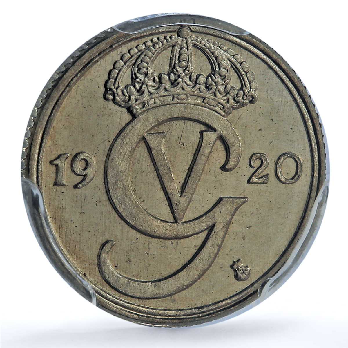 Sweden 10 ore King Gustaf V Coinage KM-795 MS65 PCGS NiBrass coin 1920 Sweden 10 ore King Gustaf V Coinage KM-795 MS65 PCGS NiBrass coin 1920