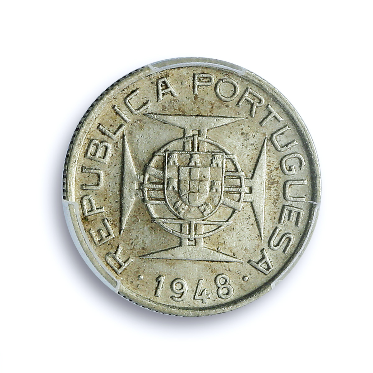Sao Tome 2 1/2 escudos Portugal Coinage KM-5 AU58 PCGS silver coin 1948 Sao Tome 2 1/2 escudos Portugal Coinage KM-5 AU58 PCGS silver coin 1948