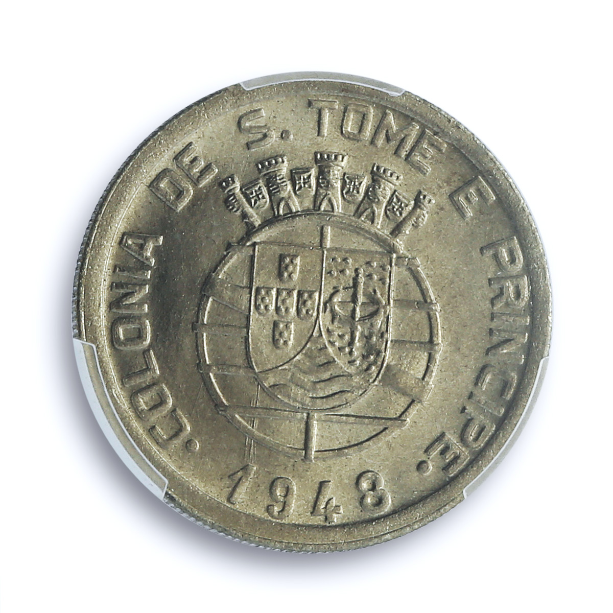 Sao Tome 50 centavos Portugal Coinage KM-8 MS66 PCGS CuNi coin 1948 Sao Tome 50 centavos Portugal Coinage KM-8 MS66 PCGS CuNi coin 1948