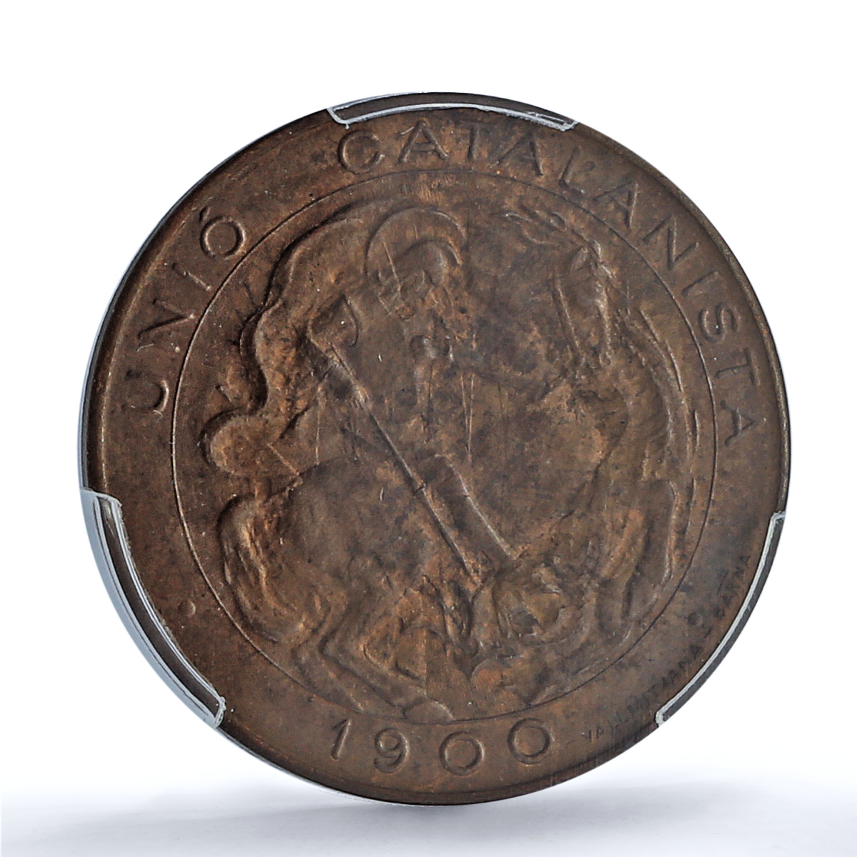 Spain Catalonia 5 centimos Catalanist Union St George MS63 PCGS copper coin 1900 Spain Catalonia 5 centimos Catalanist Union St George MS63 PCGS copper coin 1900