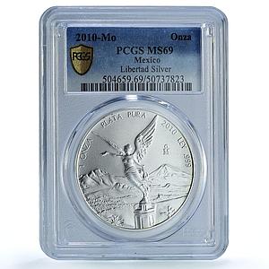 Mexico 1 onza Libertad Angel of Independence KM-639 MS 69 PCGS silver coin 2010