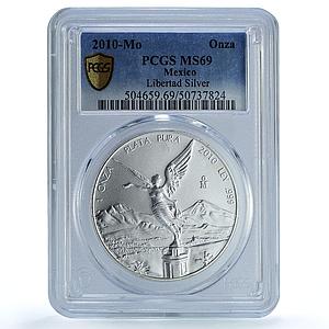 Mexico 1 onza Libertad Angel of Independence KM-639 MS 69 PCGS silver coin 2010