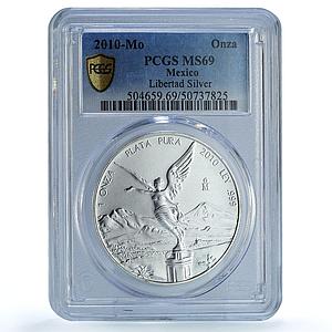 Mexico 1 onza Libertad Angel of Independence KM-639 MS 69 PCGS silver coin 2010