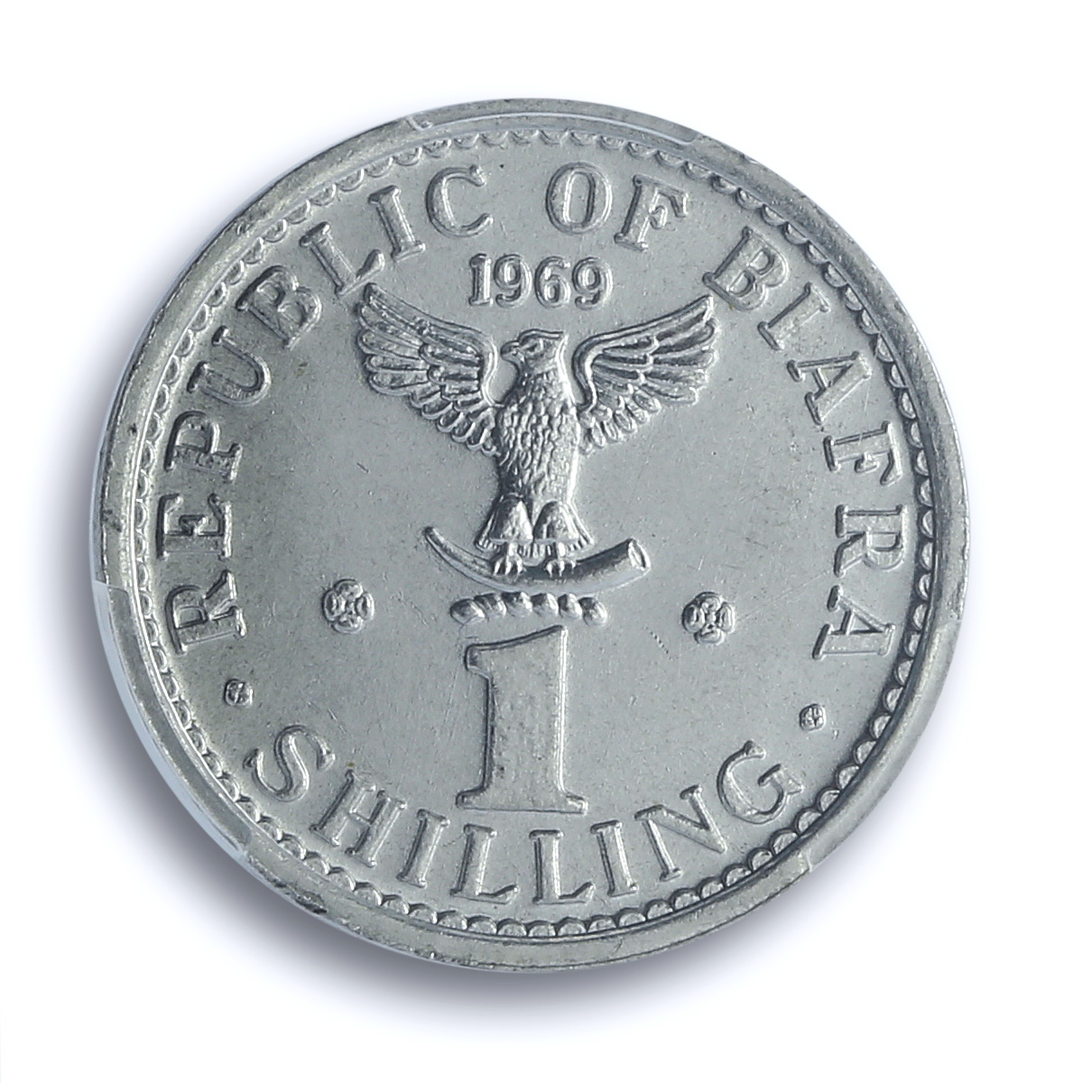 Nigeria Biafra 1 shilling Republic Coinage KM-2 MS65 PCGS aluminum coin 1969