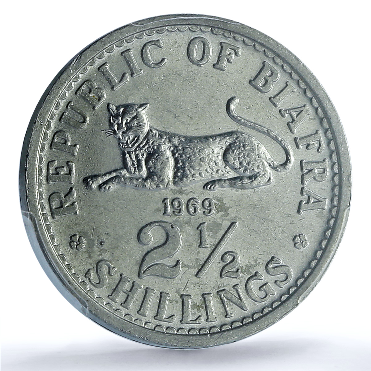 Nigeria Biafra 2,5 shillings Republic Coinage KM-4 MS62 PCGS aluminum coin 1969 Nigeria Biafra 2,5 shillings Republic Coinage KM-4 MS62 PCGS aluminum coin 1969