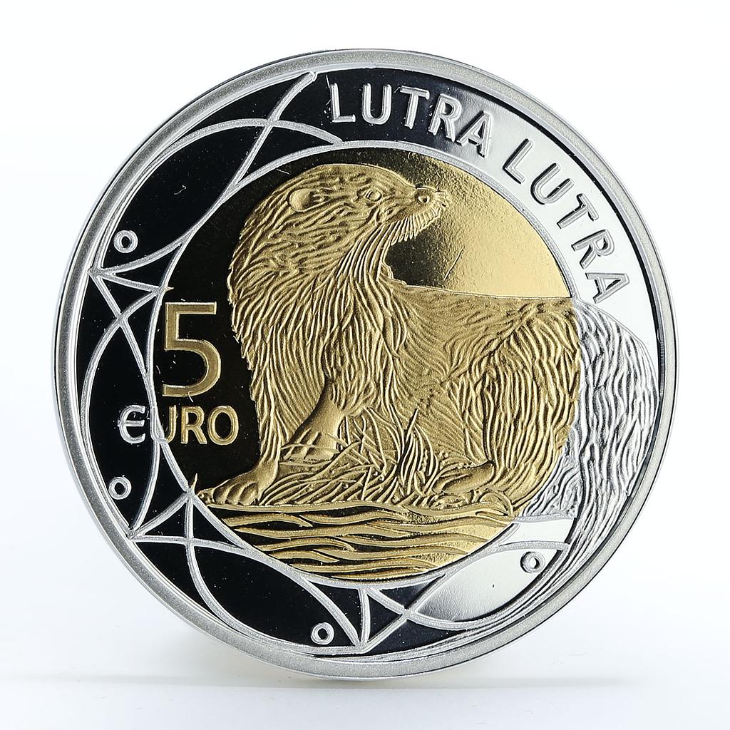 Luxembourg 5 euro Lutra animals gilded silver coin 2011