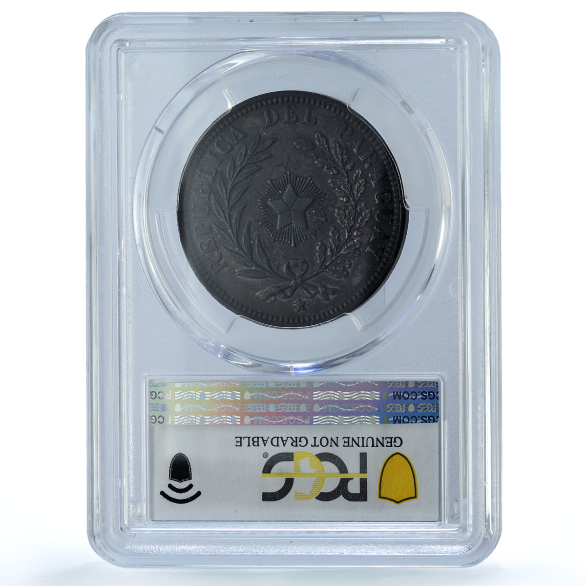 Paraguay 4 centesimos Republic Coinage SHAW Variety AU PCGS copper coin 1870 Paraguay 4 centesimos Republic Coinage SHAW Variety AU PCGS copper coin 1870