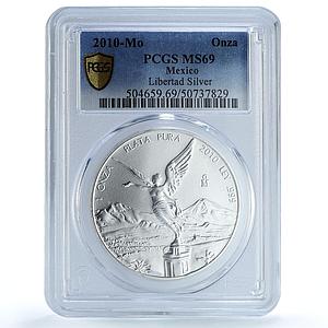 Mexico 1 onza Libertad Angel of Independence KM-639 MS 69 PCGS silver coin 2010