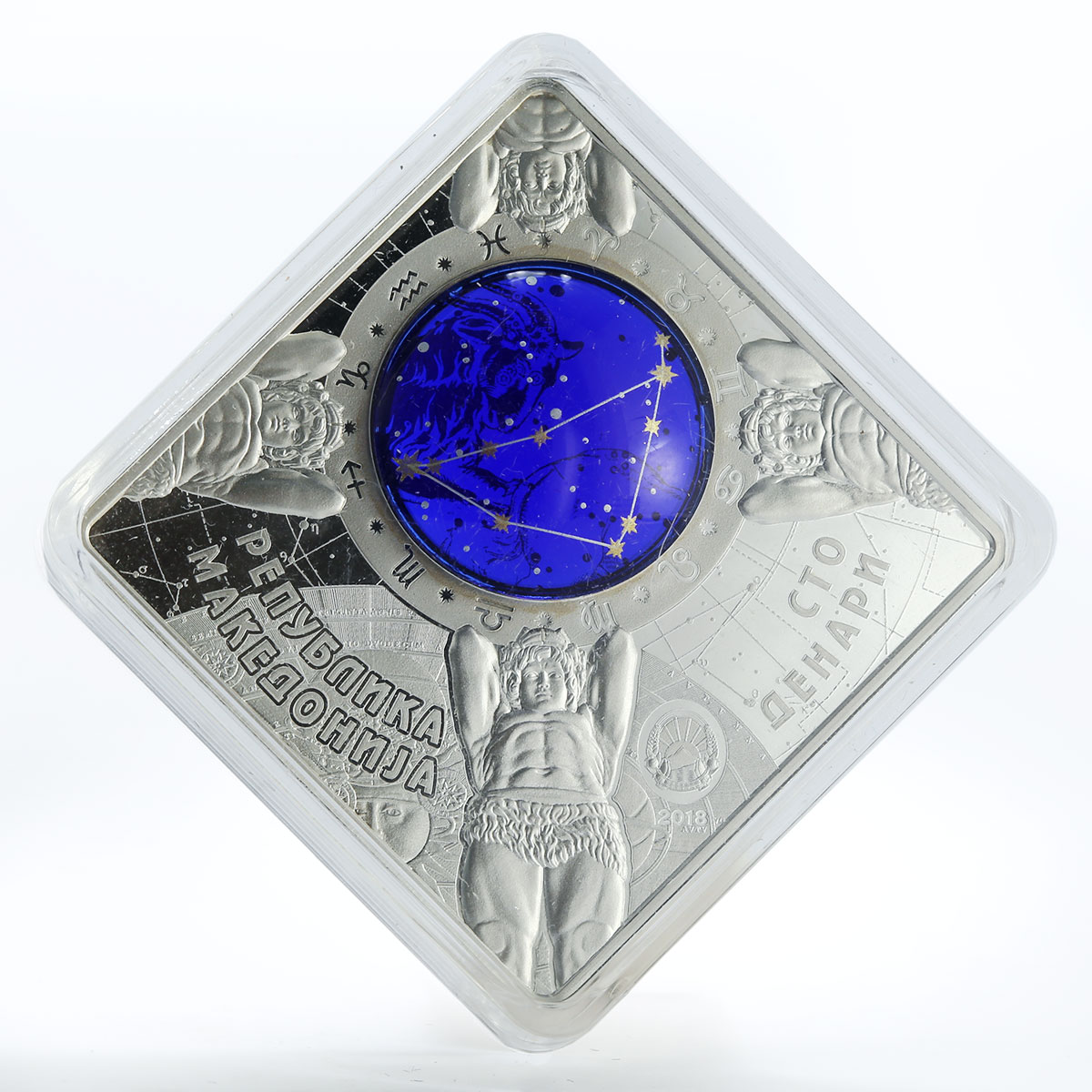 Macedonia 100 denars Zodiac Capricorn 3D printing silver coin 2018