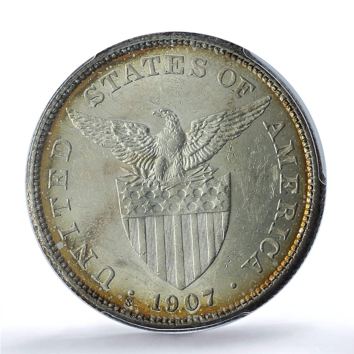 Philippines 1 peso US Decimal Coinage MS61 PCGS silver coin 1907-S