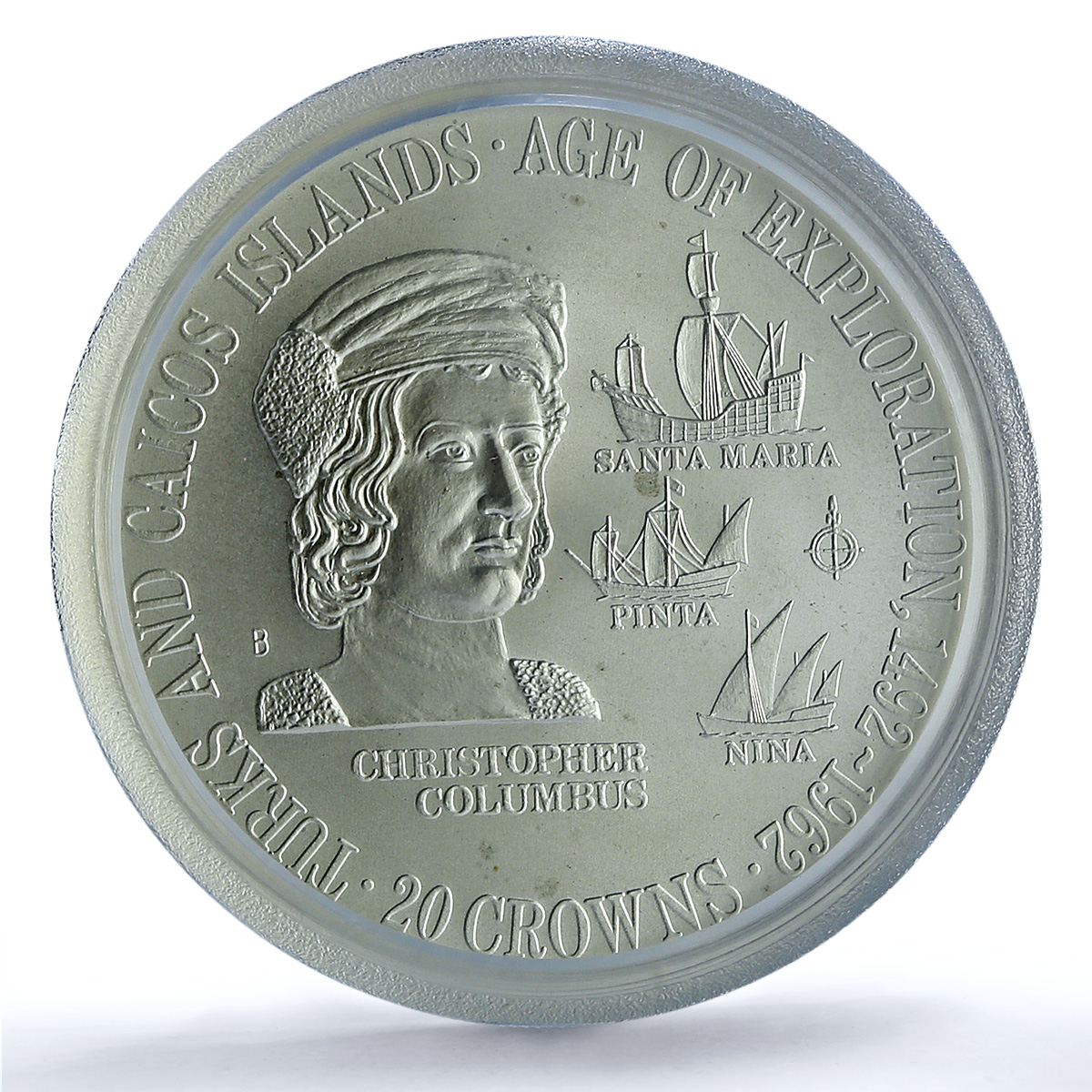 Turks and Caicos Islands 20 crowns Columbus KM-8 Ship MS69 PCGS silver coin 1975 Turks and Caicos Islands 20 crowns Columbus KM-8 Ship MS69 PCGS silver coin 1975