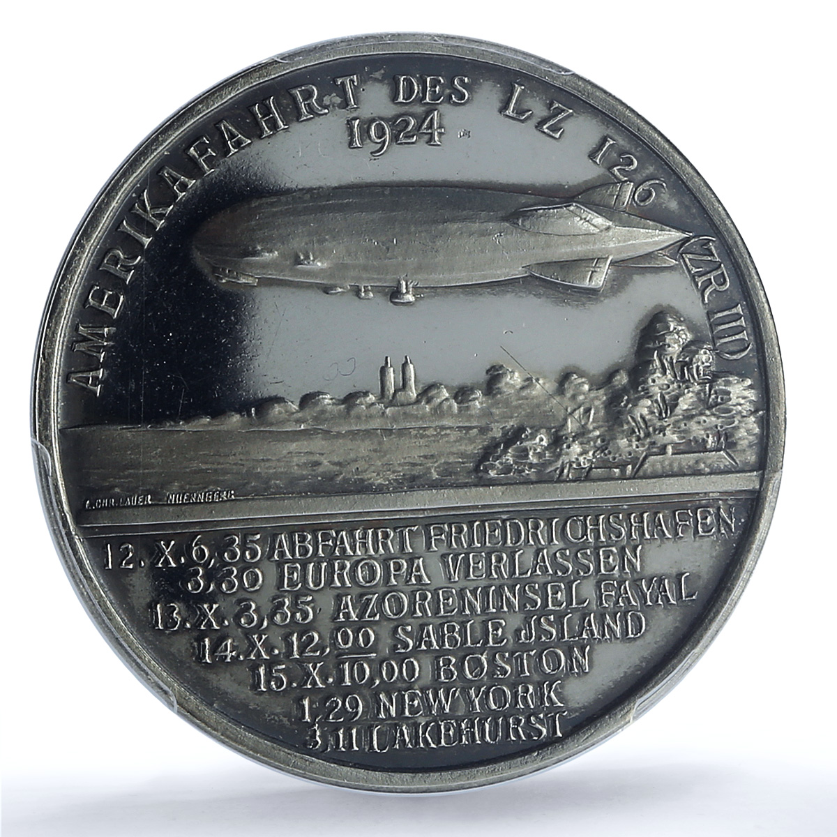 Germany Weimar Eckener Zeppelin Airship Aviation SP62 PCGS silver medal 1924