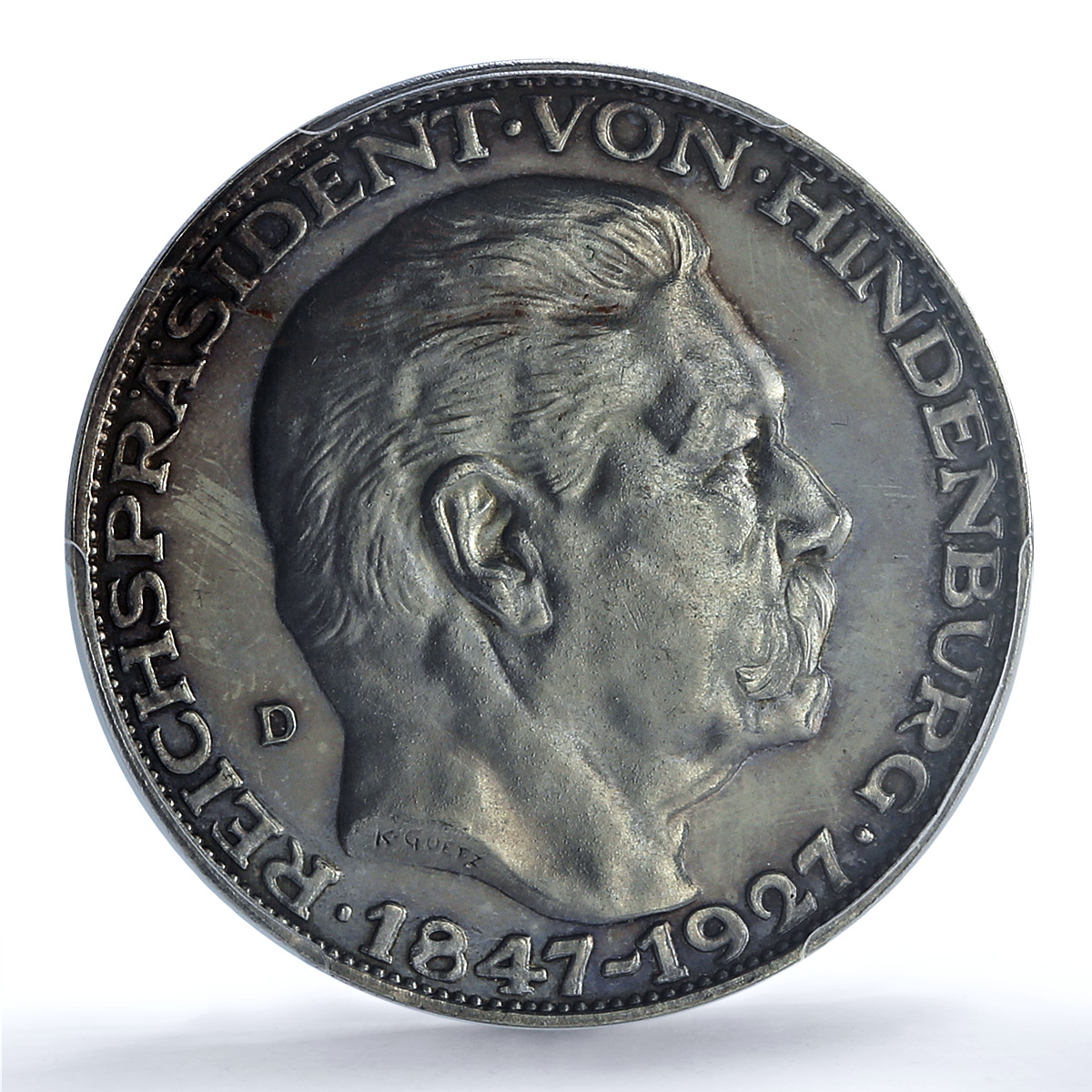 Germany Weimar Hindenburg 5 Mark Token Politics X#1 SP62 PCGS silver medal 1927
