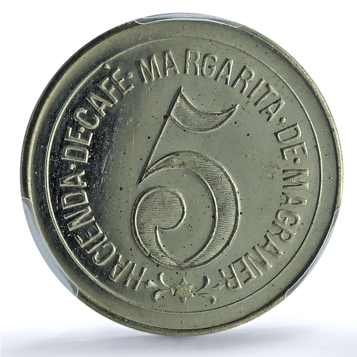 Puerto Rico Lares Rio 5 tk Margarita Magraner Rulau MS63 PCGS token coin 1900 Puerto Rico Lares Rio 5 tk Margarita Magraner Rulau MS63 PCGS token coin 1900