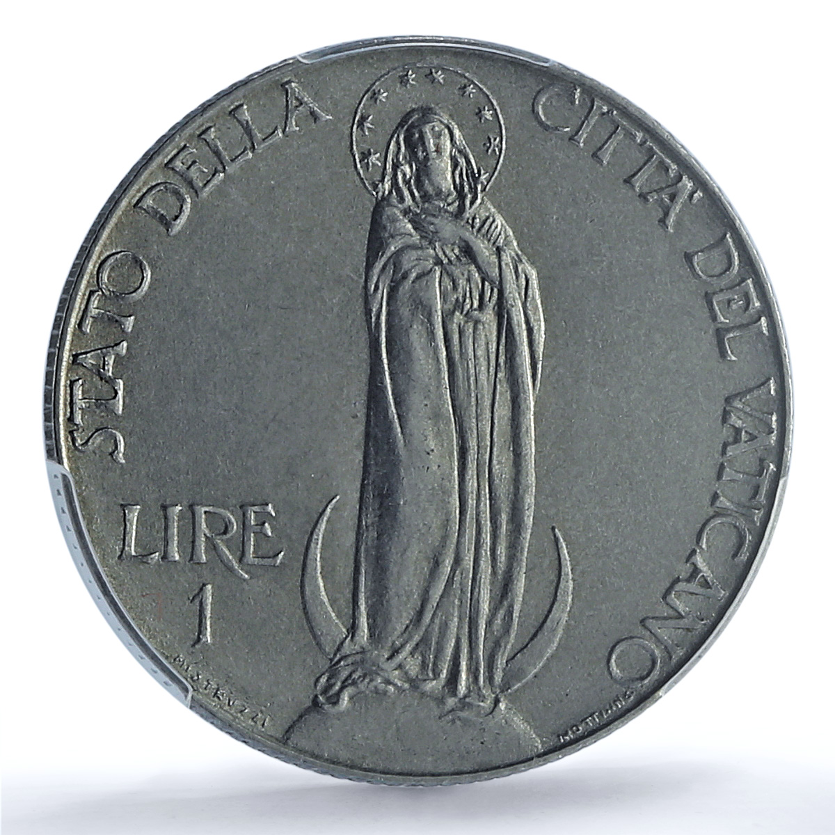 Italy Vatican 1 lire Pope Pius XII Virgin Mary MS65 PCGS NiSteel coin 1941 Italy Vatican 1 lire Pope Pius XII Virgin Mary MS65 PCGS NiSteel coin 1941