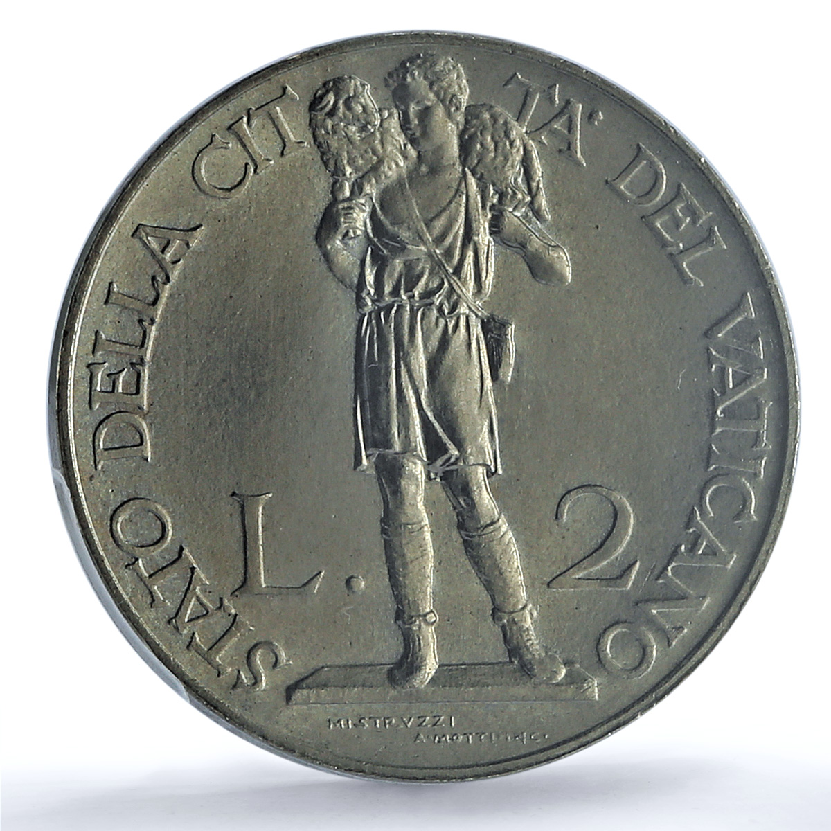 Italy Vatican 2 lire Pope Pius XI Standing Figure MS66 PCGS nickel coin 1929 Italy Vatican 2 lire Pope Pius XI Standing Figure MS66 PCGS nickel coin 1929