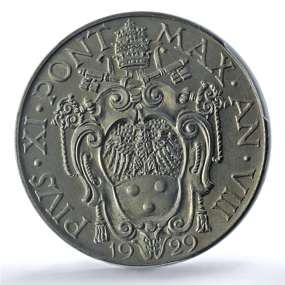 Italy Vatican 2 lire Pope Pius XI Standing Figure MS66 PCGS nickel coin 1929 Italy Vatican 2 lire Pope Pius XI Standing Figure MS66 PCGS nickel coin 1929