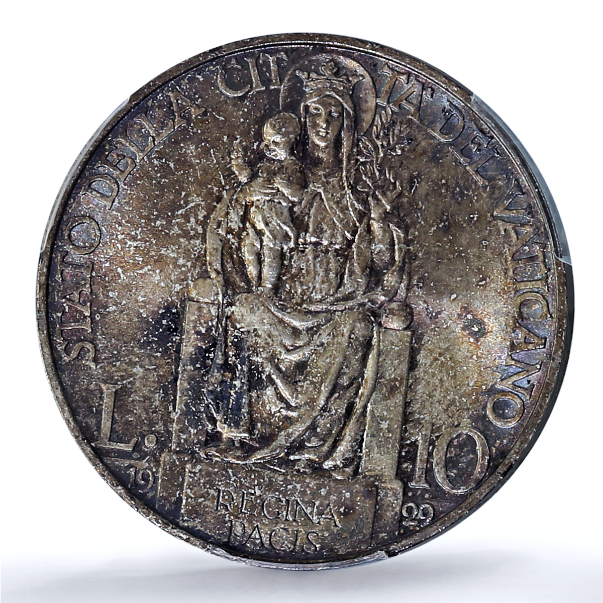 Italy Vatican 10 lire Pope Pius XI Madonna Jesus Baby MS65 PCGS silver coin 1929 Italy Vatican 10 lire Pope Pius XI Madonna Jesus Baby MS65 PCGS silver coin 1929
