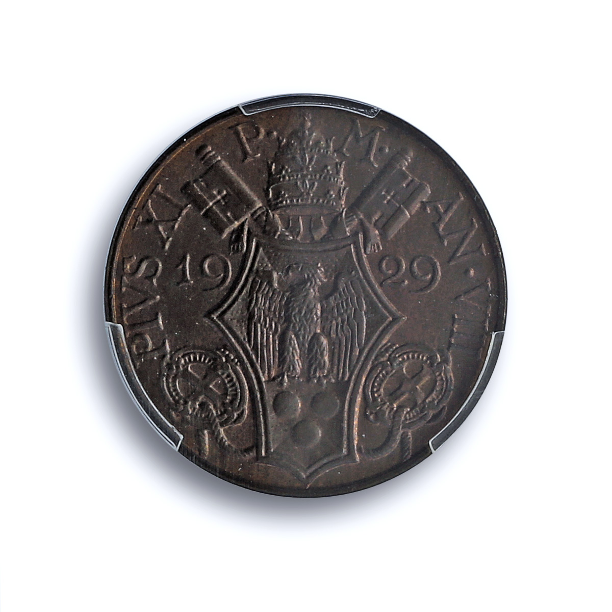 Italy Vatican 5 centesimi Pope Pius XI Olive Branch MS66 PCGS bronze coin 1929 Italy Vatican 5 centesimi Pope Pius XI Olive Branch MS66 PCGS bronze coin 1929