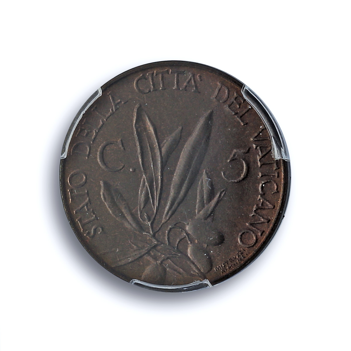 Italy Vatican 5 centesimi Pope Pius XI Olive Branch MS66 PCGS bronze coin 1929 Italy Vatican 5 centesimi Pope Pius XI Olive Branch MS66 PCGS bronze coin 1929