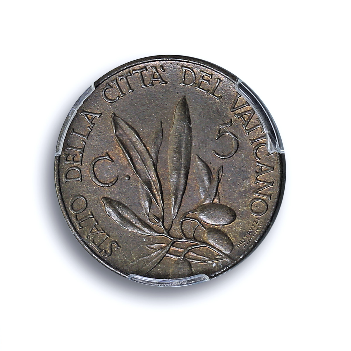 Italy Vatican 5 centesimi Pope Pius XII Olive Branch MS65 PCGS AlBr coin 1939 Italy Vatican 5 centesimi Pope Pius XII Olive Branch MS65 PCGS AlBr coin 1939