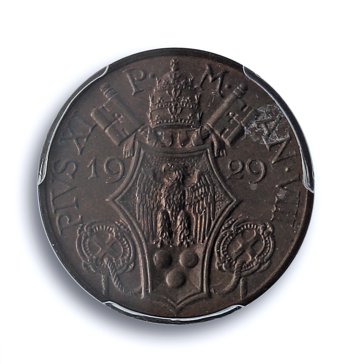 Italy Vatican 10 centesimi Pope Pius XI Saint Peter MS66 PCGS bronze coin 1929 Italy Vatican 10 centesimi Pope Pius XI Saint Peter MS66 PCGS bronze coin 1929