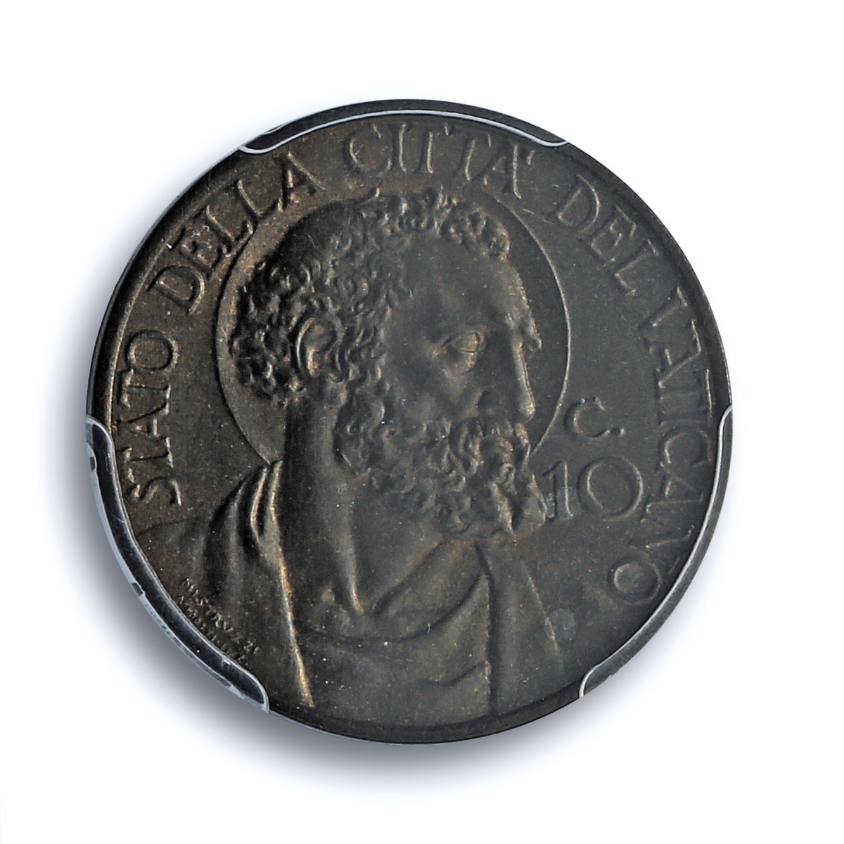 Italy Vatican 10 centesimi Pope Pius XII Saint Peter MS66 PCGS AlBr coin 1939 Italy Vatican 10 centesimi Pope Pius XII Saint Peter MS66 PCGS AlBr coin 1939