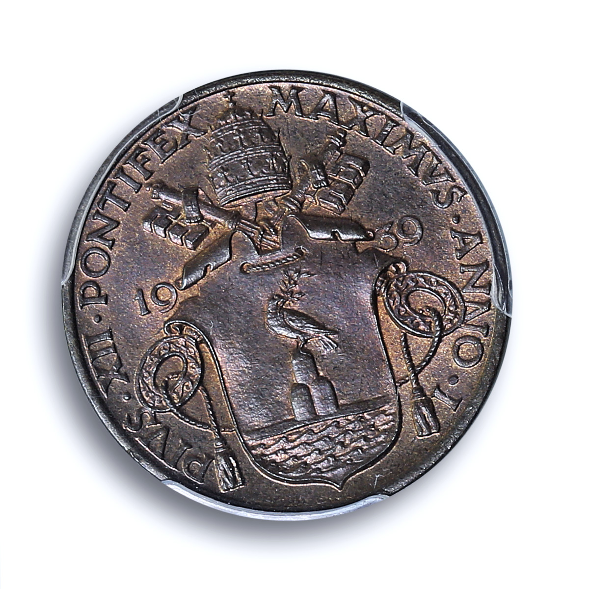 Italy Vatican 10 centesimi Pope Pius XII Saint Peter MS66 PCGS AlBr coin 1939 Italy Vatican 10 centesimi Pope Pius XII Saint Peter MS66 PCGS AlBr coin 1939