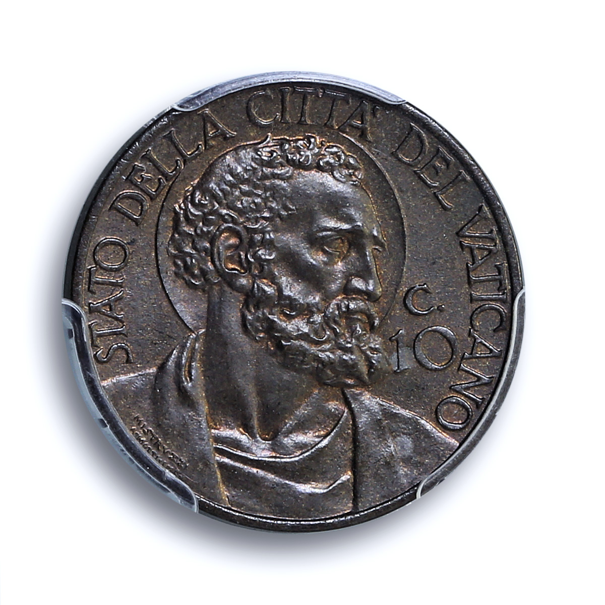 Italy Vatican 10 centesimi Pope Pius XII Saint Peter MS66 PCGS AlBr coin 1939 Italy Vatican 10 centesimi Pope Pius XII Saint Peter MS66 PCGS AlBr coin 1939