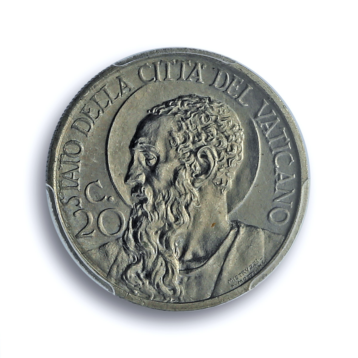 Italy Vatican 20 centesimi Pope Pius XI Saint Paul MS66 PCGS nickel coin 1929 Italy Vatican 20 centesimi Pope Pius XI Saint Paul MS66 PCGS nickel coin 1929