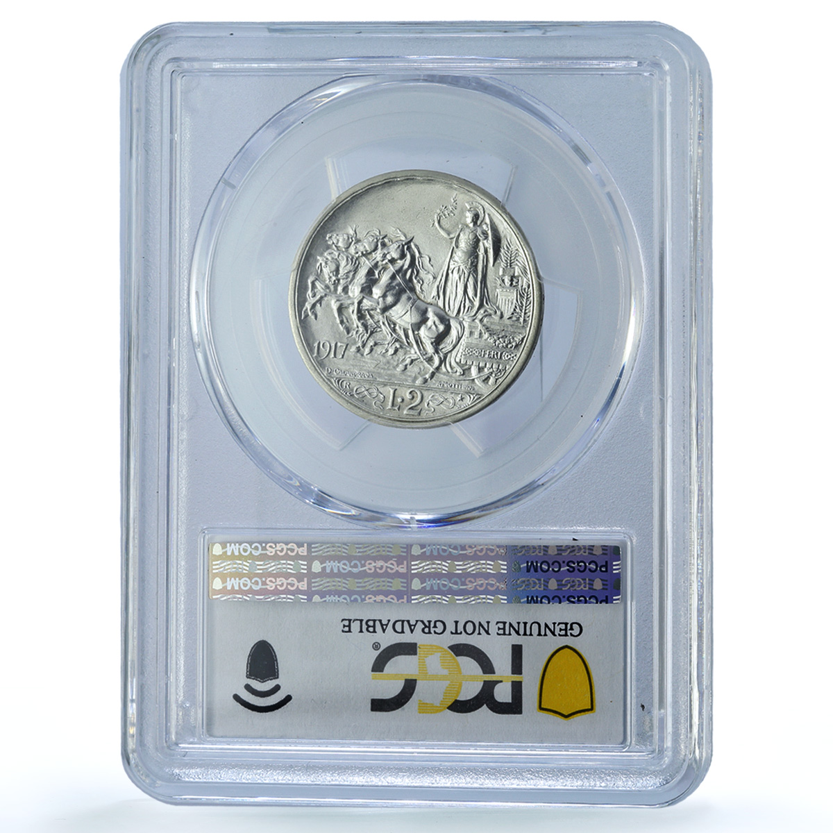 Italy 2 lire King Victor Emmanuel III Coinage KM-55 UNC PCGS silver coin 1917 Italy 2 lire King Victor Emmanuel III Coinage KM-55 UNC PCGS silver coin 1917