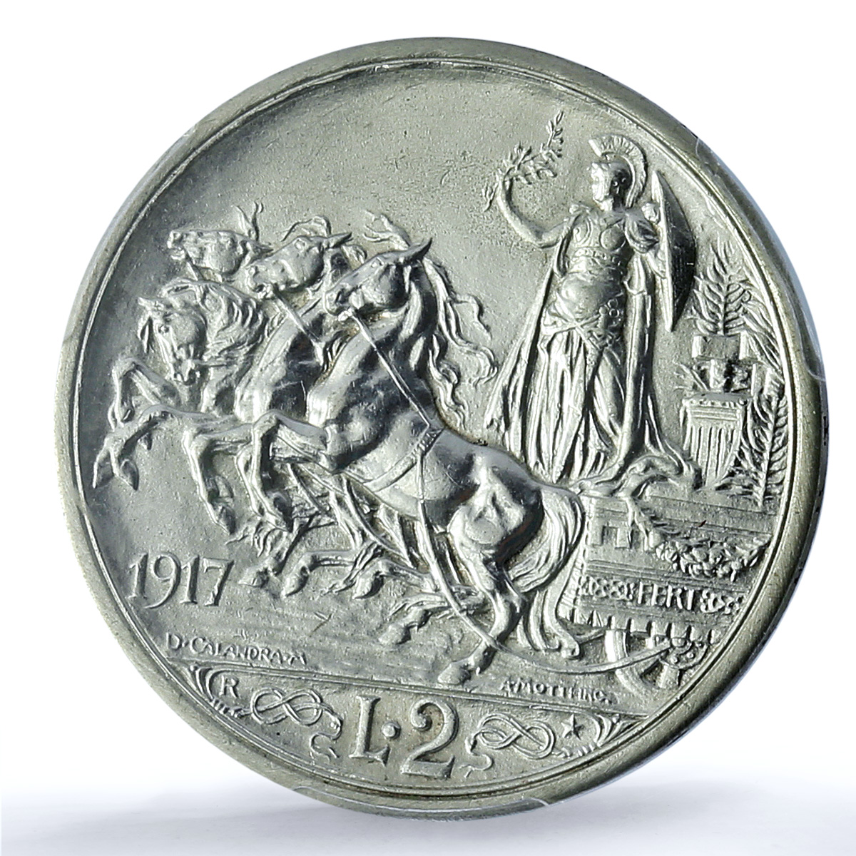 Italy 2 lire King Victor Emmanuel III Coinage KM-55 UNC PCGS silver coin 1917 Italy 2 lire King Victor Emmanuel III Coinage KM-55 UNC PCGS silver coin 1917