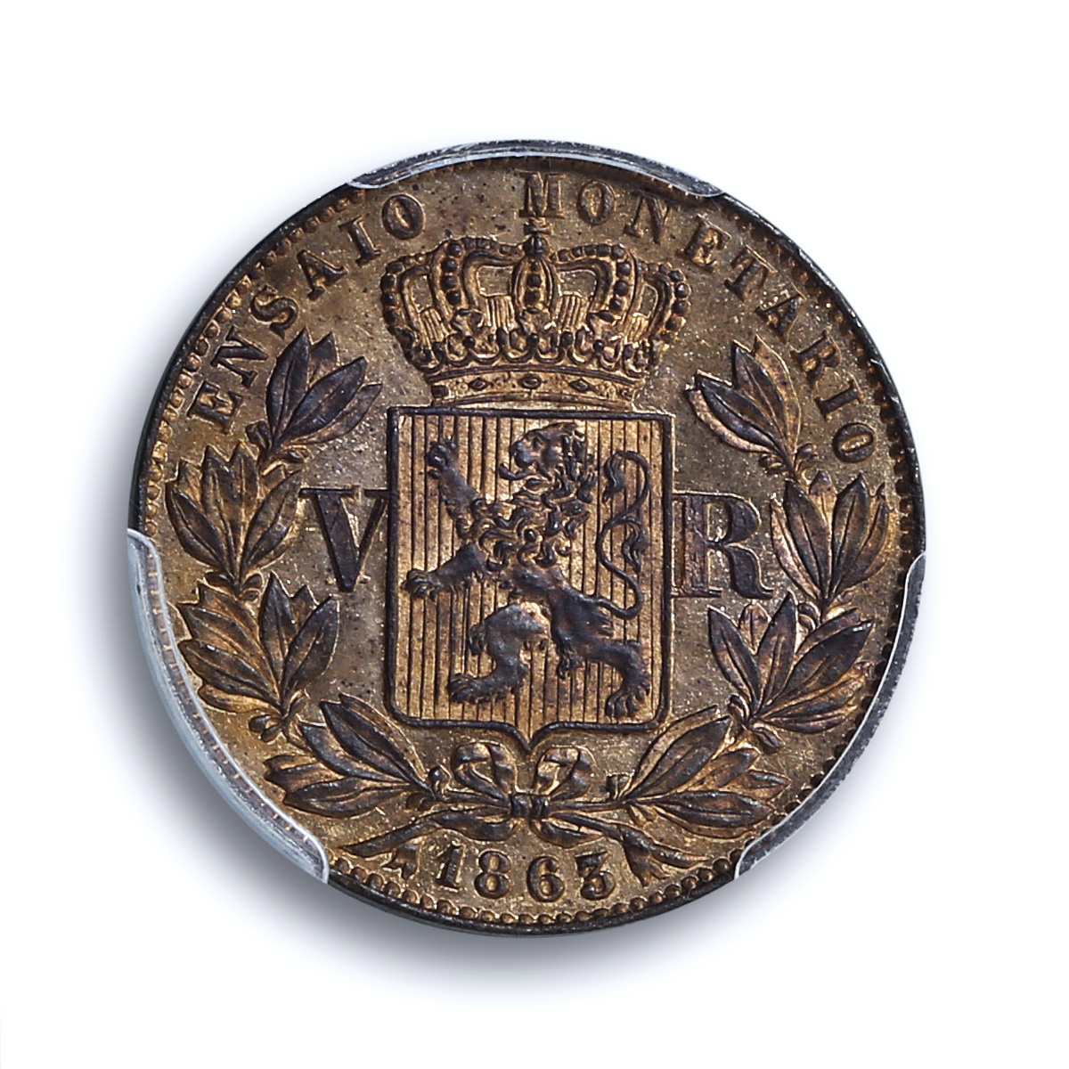 Portugal 5 reis Louis Luiz I Coinage Pattern KM-Pn130 SP64 PCGS copper coin 1863 Portugal 5 reis Louis Luiz I Coinage Pattern KM-Pn130 SP64 PCGS copper coin 1863