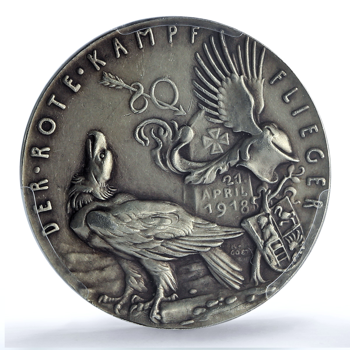 Germany Richthofen Red Baron Planes Aviation Matte SP62 PCGS silver medal 1918 Germany Richthofen Red Baron Planes Aviation Matte SP62 PCGS silver medal 1918