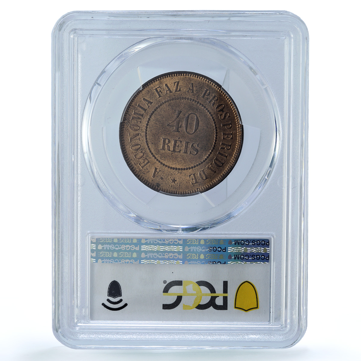 Brazil 40 reis Republic Coinage Coat of Arms KM-491 MS64 PCGS bronze coin 1897