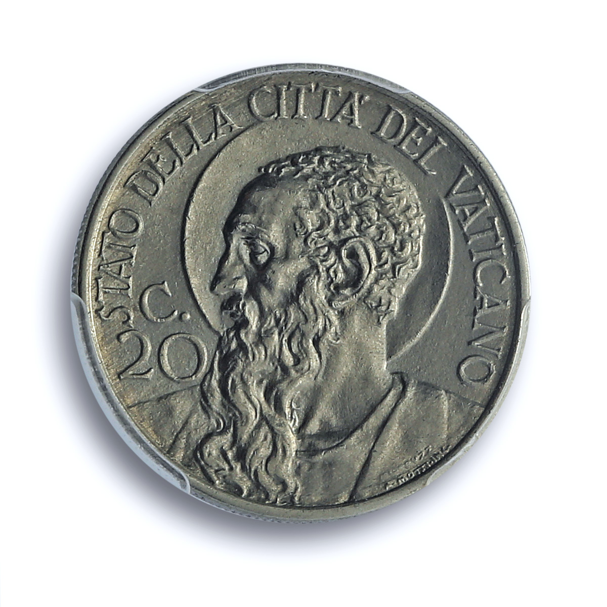 Italy Vatican 20 centesimi Pope Pius XII Saint Paul MS65 PCGS nickel coin 1939 Italy Vatican 20 centesimi Pope Pius XII Saint Paul MS65 PCGS nickel coin 1939