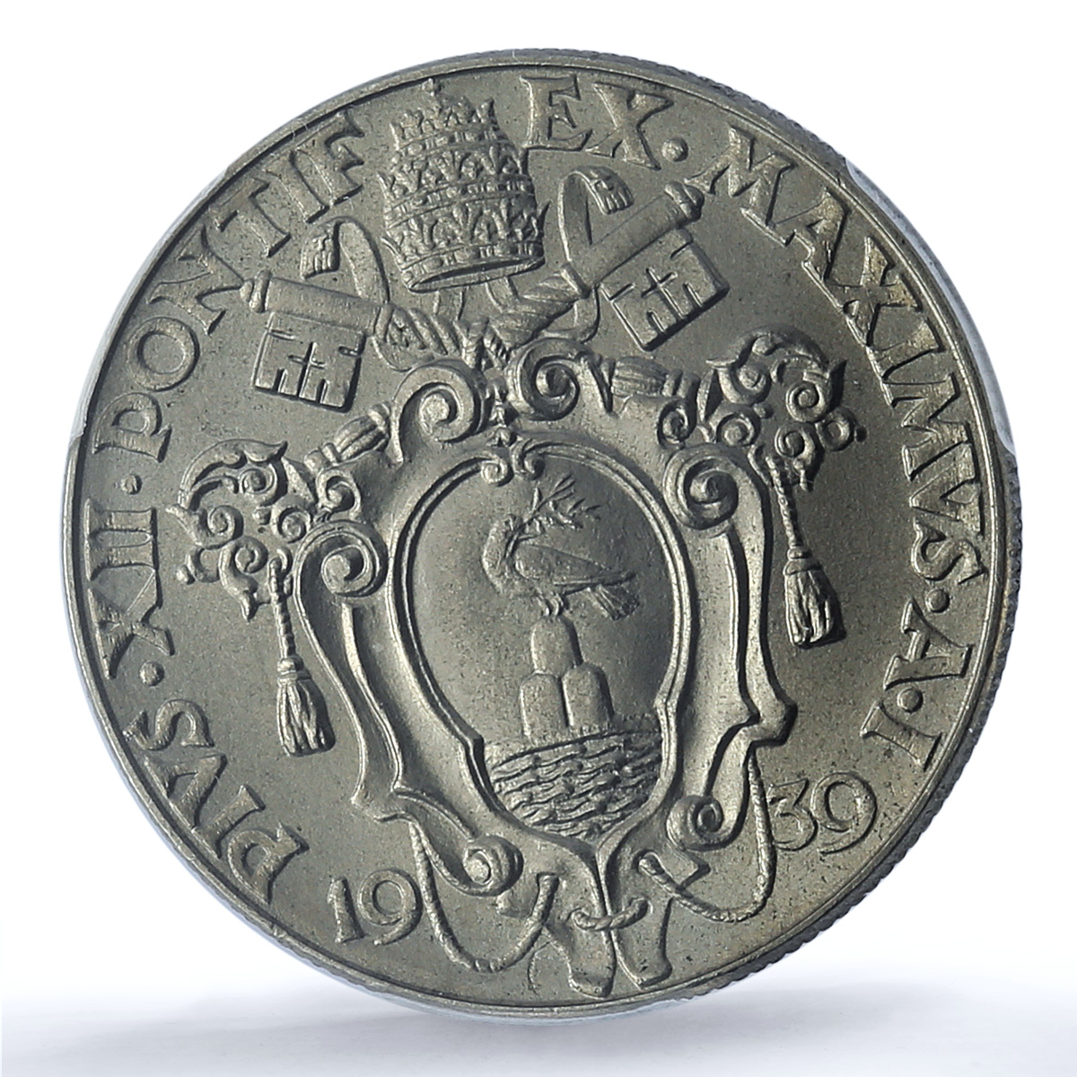Italy Vatican 2 lire Pope Pius XII Standing Figure MS66 PCGS nickel coin 1939 Italy Vatican 2 lire Pope Pius XII Standing Figure MS66 PCGS nickel coin 1939