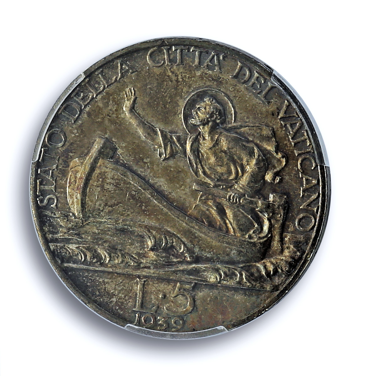 Italy Vatican 5 lire Pope Pius XII Saint Peter Boat MS64 PCGS silver coin 1939 Italy Vatican 5 lire Pope Pius XII Saint Peter Boat MS64 PCGS silver coin 1939