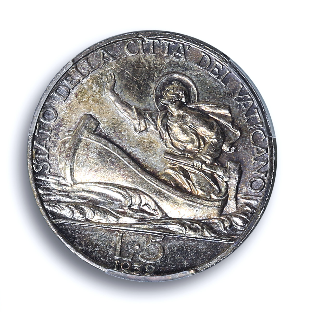 Italy Vatican 5 lire Pope Pius XII Saint Peter Boat MS64 PCGS silver coin 1939 Italy Vatican 5 lire Pope Pius XII Saint Peter Boat MS64 PCGS silver coin 1939