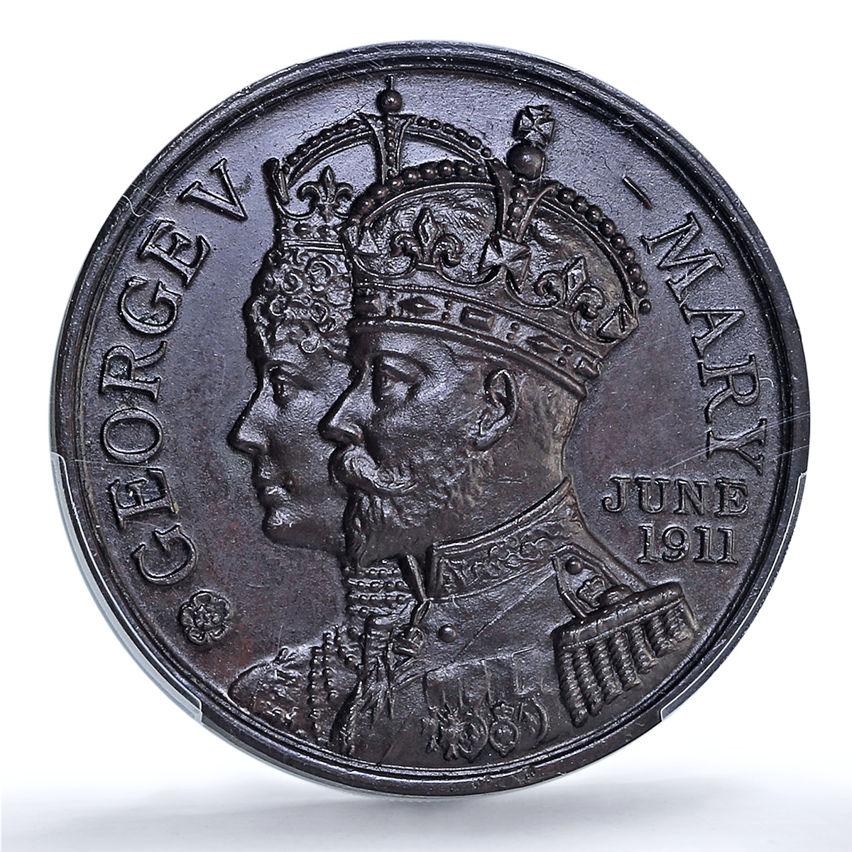 Great Britain King George V Mary Bridewell Hospital SP63 PCGS copper medal 1911 Great Britain King George V Mary Bridewell Hospital SP63 PCGS copper medal 1911