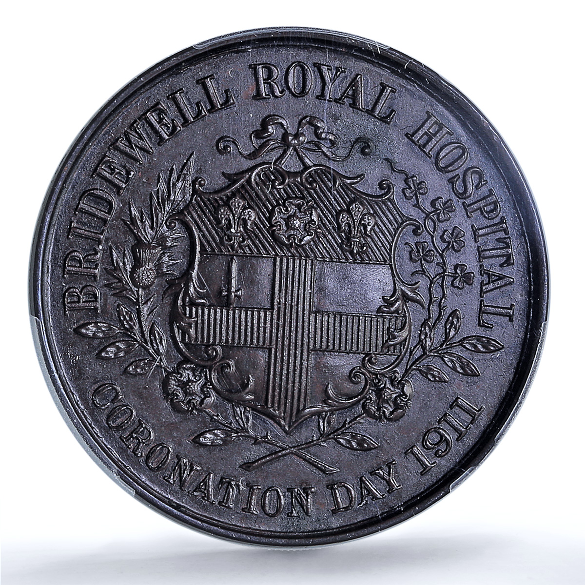 Great Britain King George V Mary Bridewell Hospital SP63 PCGS copper medal 1911 Great Britain King George V Mary Bridewell Hospital SP63 PCGS copper medal 1911