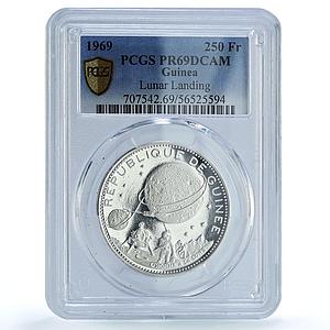 Guinea 250 francs Lunar Landing KM-12 Space Moon PR 69 PCGS silver coin 1969