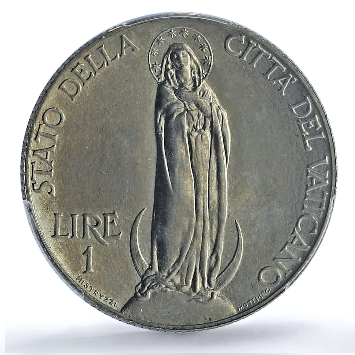 Italy Vatican 1 lire Pope Pius XI Virgin Mary MS66 PCGS nickel coin 1929 Italy Vatican 1 lire Pope Pius XI Virgin Mary MS66 PCGS nickel coin 1929