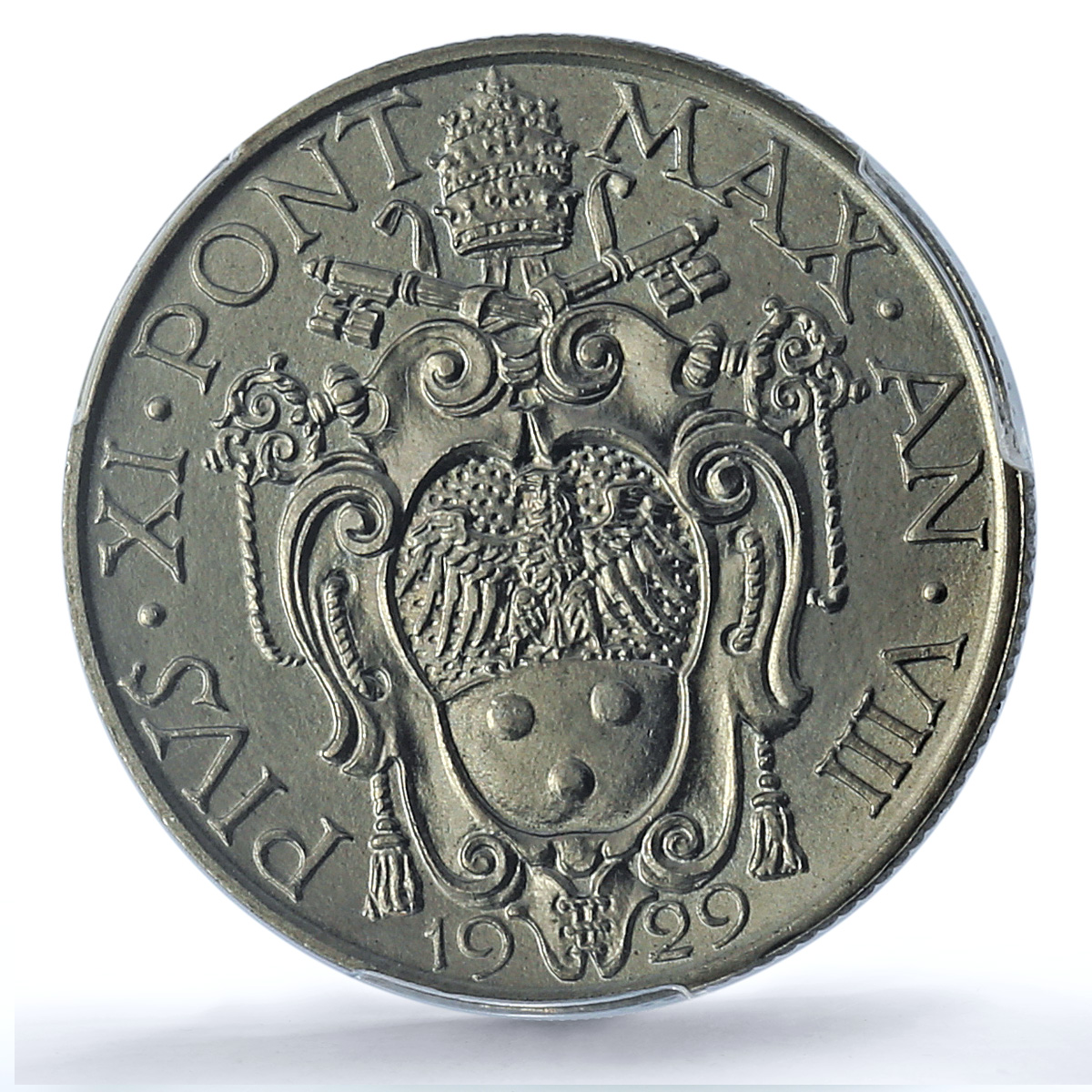 Italy Vatican 1 lire Pope Pius XI Virgin Mary MS66 PCGS nickel coin 1929 Italy Vatican 1 lire Pope Pius XI Virgin Mary MS66 PCGS nickel coin 1929