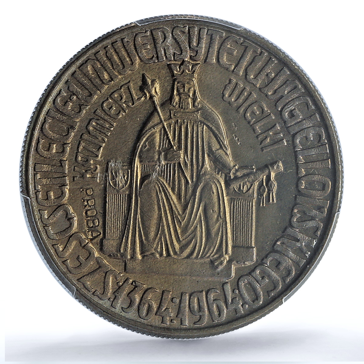 Poland 10 zlotych Kazimierz Wielki Jagiello University Proba SP66 PCGS coin 1964 Poland 10 zlotych Kazimierz Wielki Jagiello University Proba SP66 PCGS coin 1964