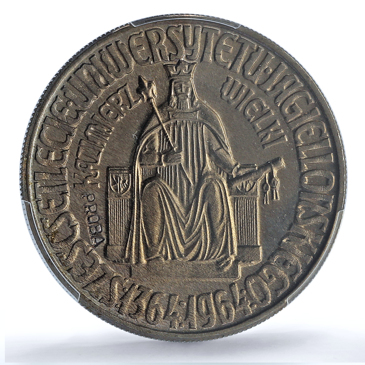 Poland 10 zlotych Kazimierz Wielki Jagiello University Proba SP65 PCGS coin 1964 Poland 10 zlotych Kazimierz Wielki Jagiello University Proba SP65 PCGS coin 1964