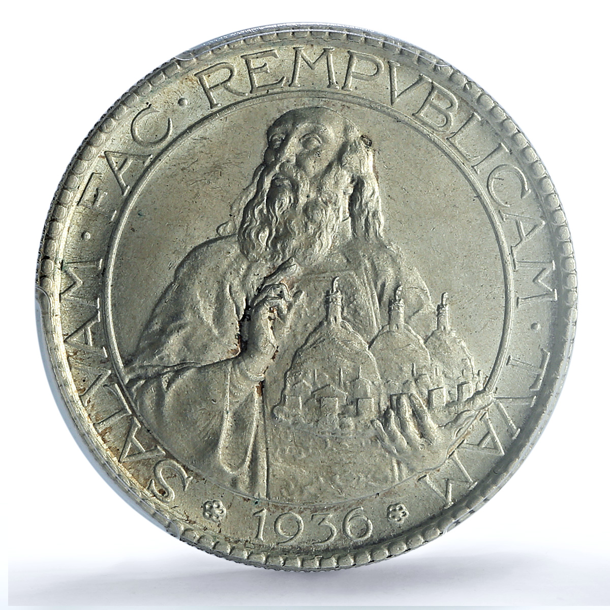 San Marino 20 lire Republic Coinage KM-11 MS64 PCGS silver coin 1936
