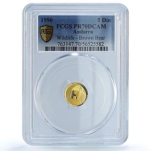 Andorra 5 diners Brown Bear KM-118 Wildlife Fauna PR 70 PCGS gold coin 1996