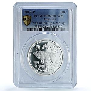 Australia 50 cents Year Pig KM-3626 Lunar Series 2 PR 69 PCGS silver coin 2019