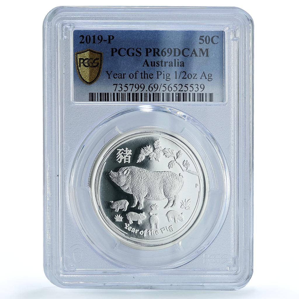 Australia 50 cents Year Pig KM-3626 Lunar Series 2 PR 69 PCGS silver coin 2019 Australia 50 cents Year Pig KM-3626 Lunar Series 2 PR 69 PCGS silver coin 2019